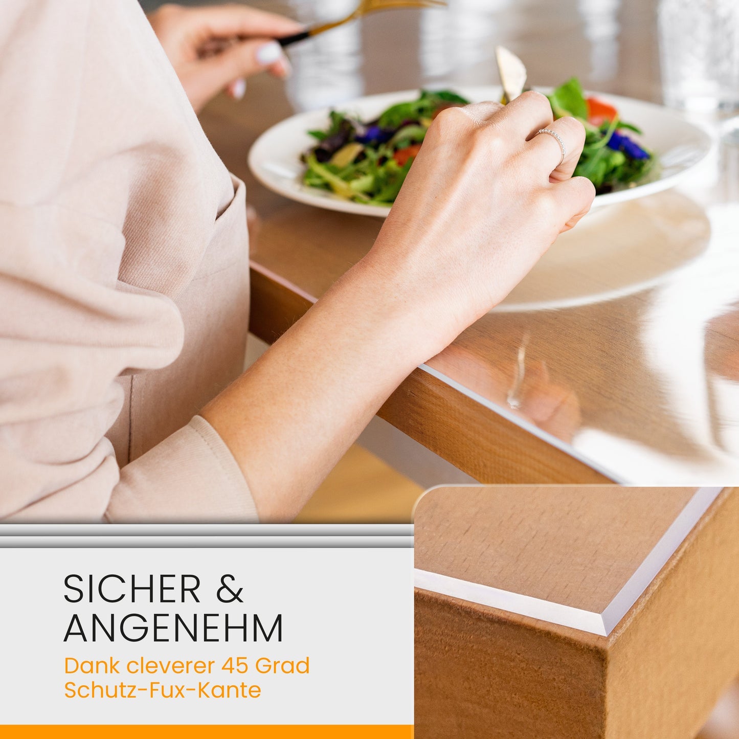 Tischschutzmatte Transparent 70cm Breite (häufige Größen) - Tischfolie Glasklar