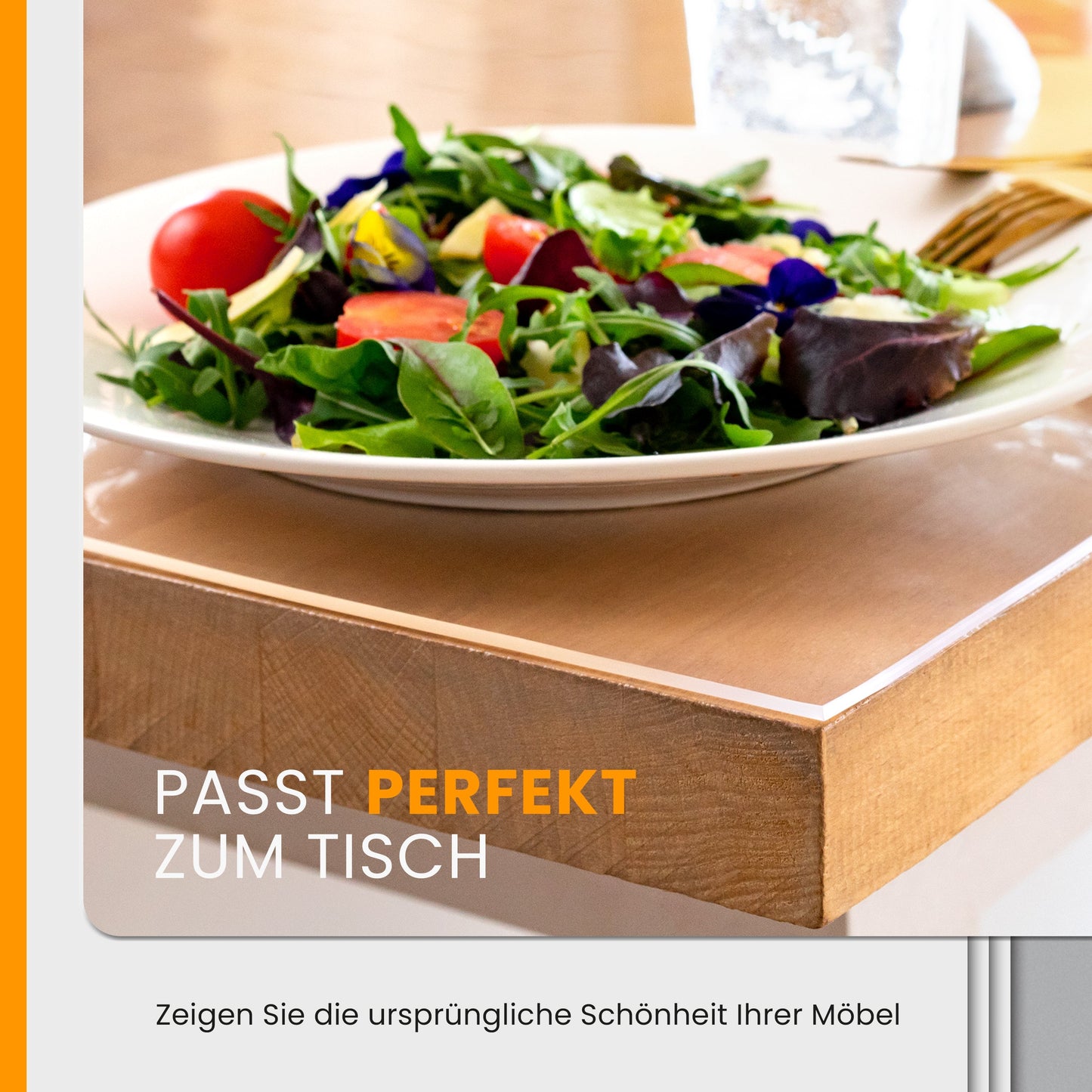 Tischschutzmatte Transparent 70cm Breite (häufige Größen) - Tischfolie Glasklar