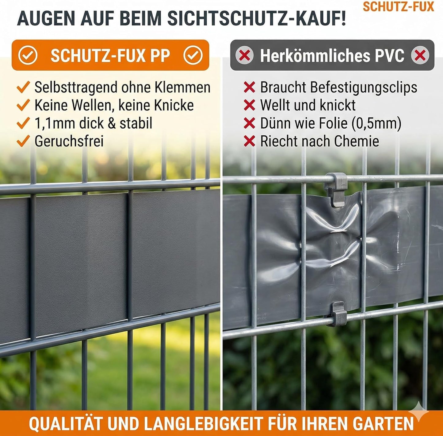 Sichtschutzstreifen für Doppelstabmattenzäune