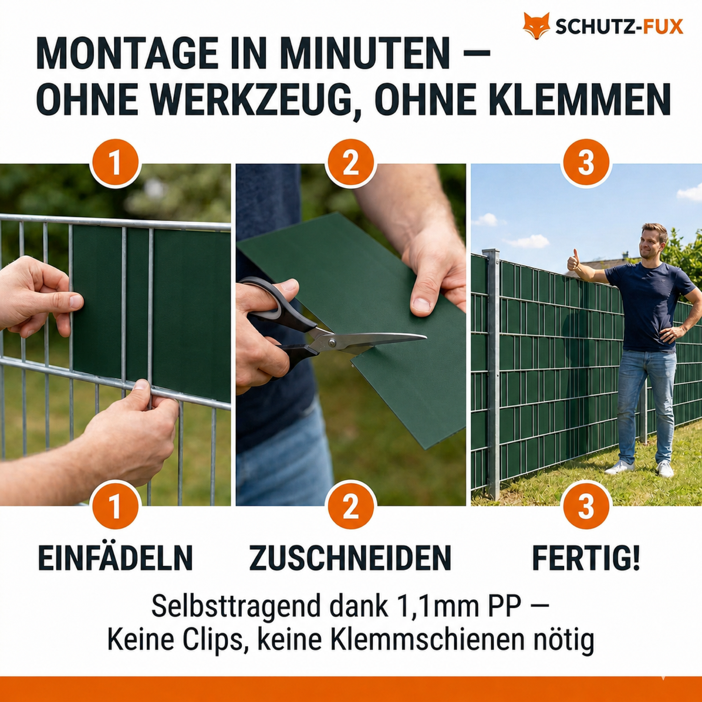 Sichtschutzstreifen Doppelstabmattenzaun Moosgrün RAL 6005 | PP