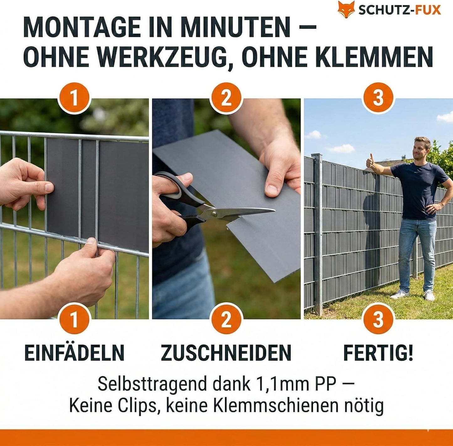 Sichtschutzstreifen für Doppelstabmattenzäune