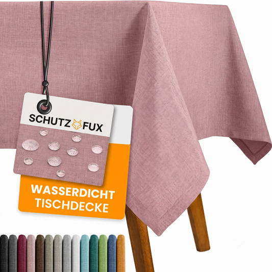 SCHUTZ-FUX Tischdecke Leinenoptik Altrosa Eckig – abwaschbar & wasserdicht