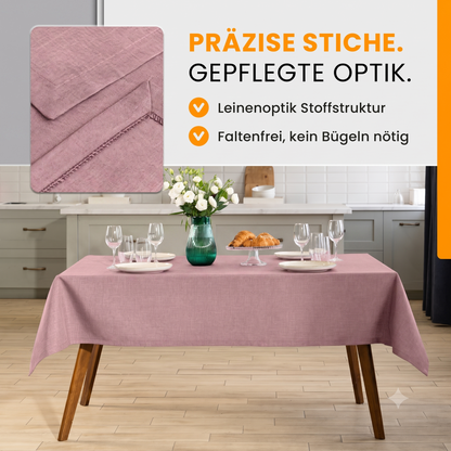 SCHUTZ-FUX Tischdecke Leinenoptik Altrosa Eckig – abwaschbar & wasserdicht