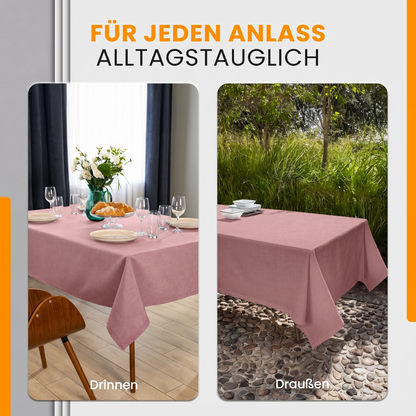 SCHUTZ-FUX Tischdecke Leinenoptik Altrosa Eckig – abwaschbar & wasserdicht