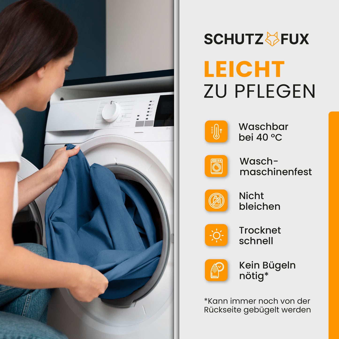 SCHUTZ-FUX Tischdecke Leinenoptik Blau Eckig – abwaschbar & wasserdicht