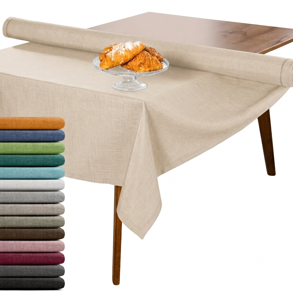 SCHUTZ-FUX Tischdecke Leinenoptik Champagner Eckig – abwaschbar & wasserdicht