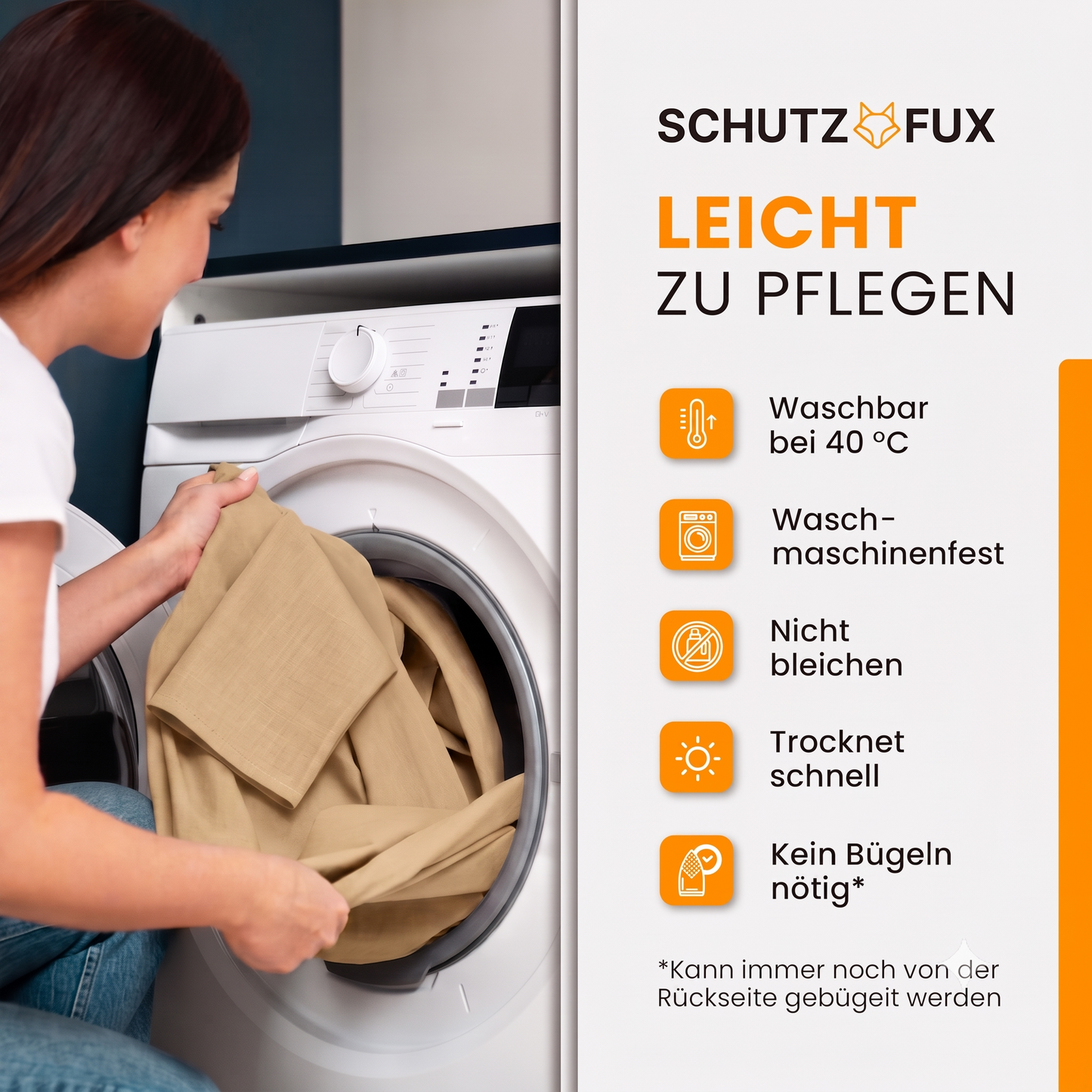 SCHUTZ-FUX Tischdecke Leinenoptik Champagner Eckig – abwaschbar & wasserdicht