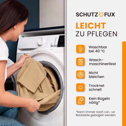 SCHUTZ-FUX Tischdecke Leinenoptik Champagner Eckig – abwaschbar & wasserdicht
