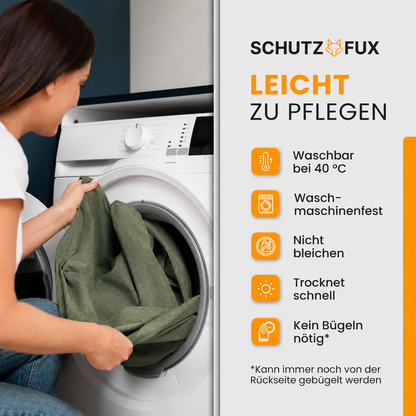 SCHUTZ-FUX Tischdecke Leinenoptik Dunkelgrün Eckig – abwaschbar & wasserdicht