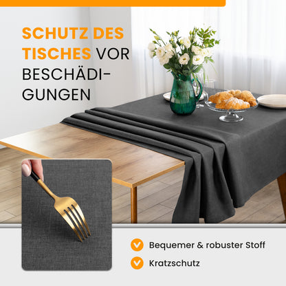 SCHUTZ-FUX Tischdecke Leinenoptik Grau Eckig – abwaschbar & wasserdicht
