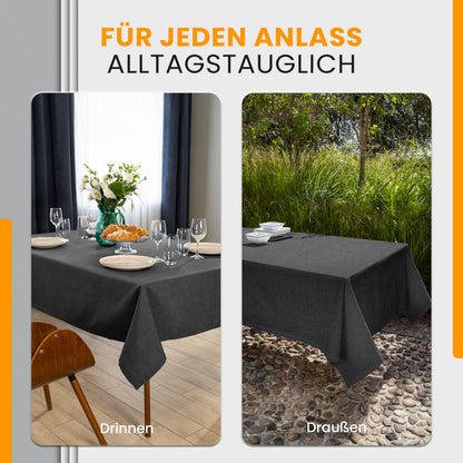 SCHUTZ-FUX Tischdecke Leinenoptik Grau Eckig – abwaschbar & wasserdicht