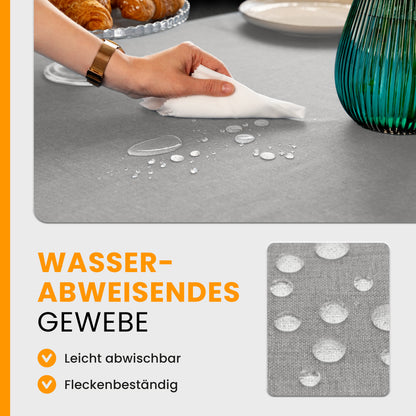 SCHUTZ-FUX Tischdecke Leinenoptik Hellgrau Eckig – abwaschbar & wasserdicht