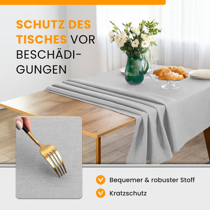 SCHUTZ-FUX Tischdecke Leinenoptik Hellgrau Eckig – abwaschbar & wasserdicht