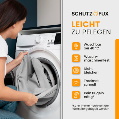 SCHUTZ-FUX Tischdecke Leinenoptik Hellgrau Oval & Rund – abwaschbar & wasserdicht