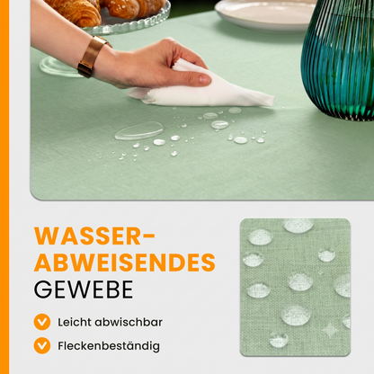 SCHUTZ-FUX Tischdecke Leinenoptik Hellgrün Eckig – abwaschbar & wasserdicht