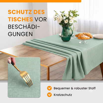 SCHUTZ-FUX Tischdecke Leinenoptik Hellgrün Eckig – abwaschbar & wasserdicht