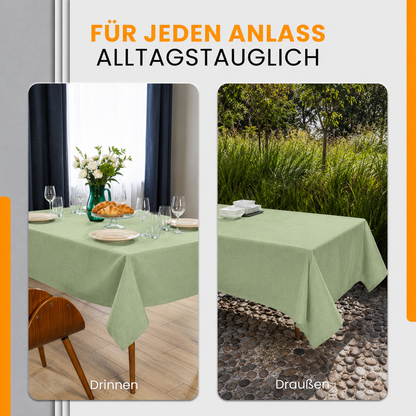 SCHUTZ-FUX Tischdecke Leinenoptik Hellgrün Eckig – abwaschbar & wasserdicht