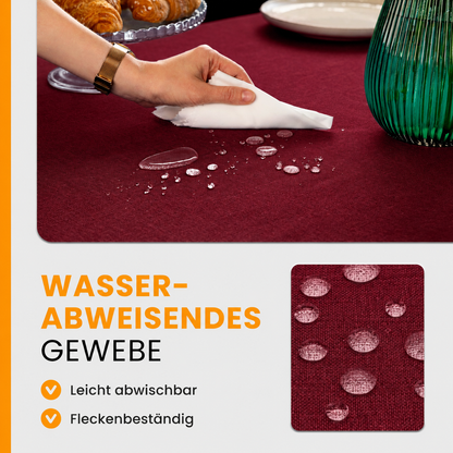 SCHUTZ-FUX Tischdecke Leinenoptik Rot Oval & Rund – abwaschbar & wasserdicht