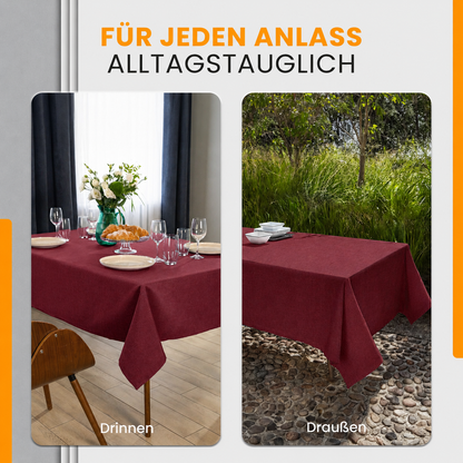 SCHUTZ-FUX Tischdecke Leinenoptik Rot Oval & Rund – abwaschbar & wasserdicht