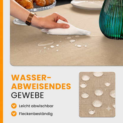 SCHUTZ-FUX Tischdecke Leinenoptik Sand Eckig – abwaschbar & wasserdicht