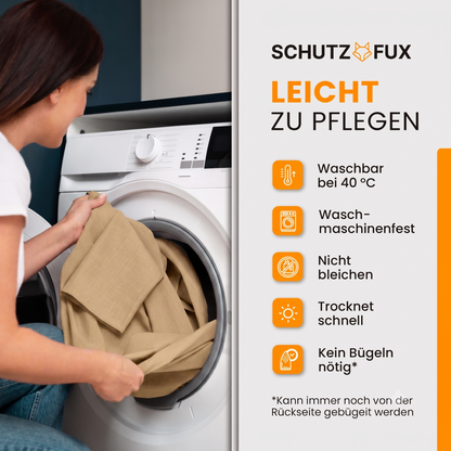 SCHUTZ-FUX Tischdecke Leinenoptik Sand Eckig – abwaschbar & wasserdicht