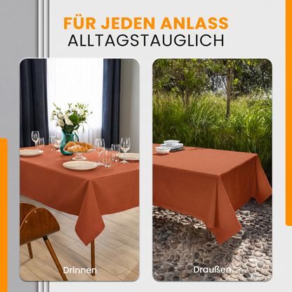 SCHUTZ-FUX Tischdecke Leinenoptik Terracotta Eckig – abwaschbar & wasserdicht