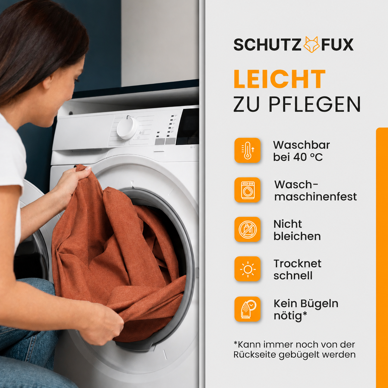 SCHUTZ-FUX Tischdecke Leinenoptik Terracotta Eckig – abwaschbar & wasserdicht