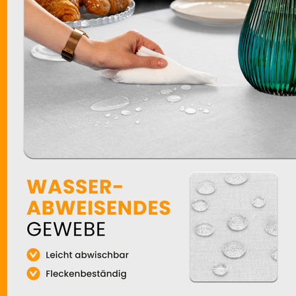 SCHUTZ-FUX Tischdecke Leinenoptik Weiß Eckig – abwaschbar & wasserdicht
