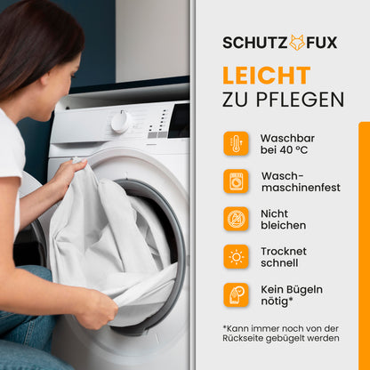 SCHUTZ-FUX Tischdecke Leinenoptik Weiß Oval & Rund – abwaschbar & wasserdicht