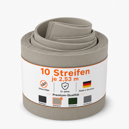 Sichtschutzstreifen Doppelstabmattenzaun Steingrau RAL 7030 | PP