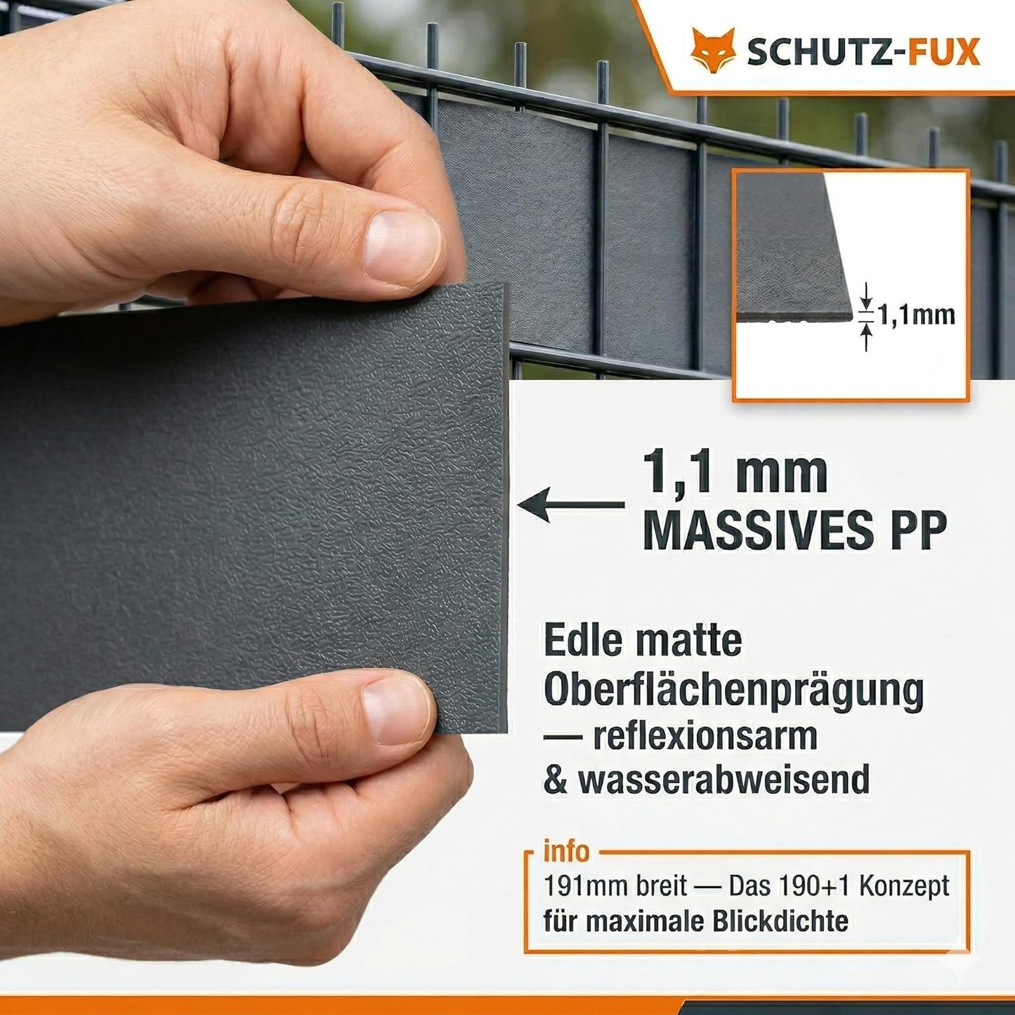 Sichtschutzstreifen für Doppelstabmattenzäune