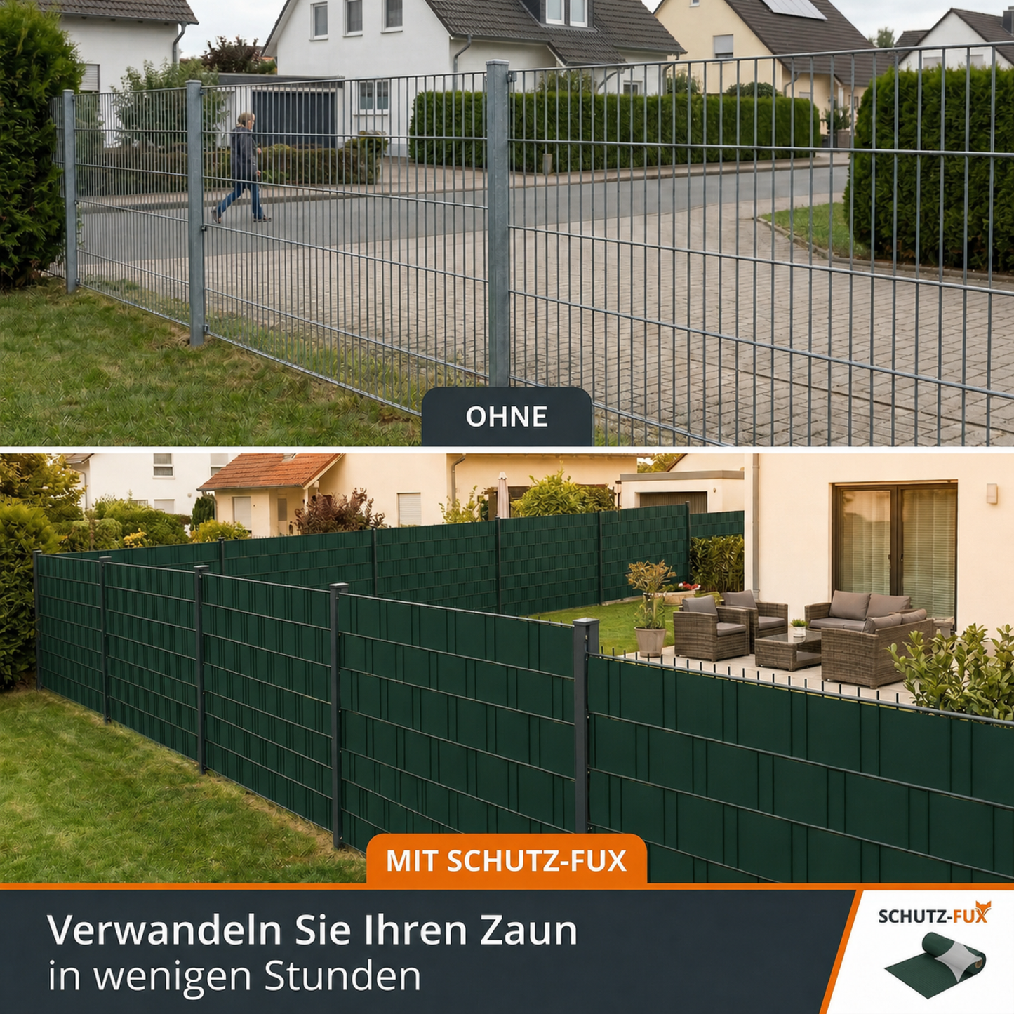 Sichtschutzstreifen Doppelstabmattenzaun Moosgrün RAL 6005 | PP