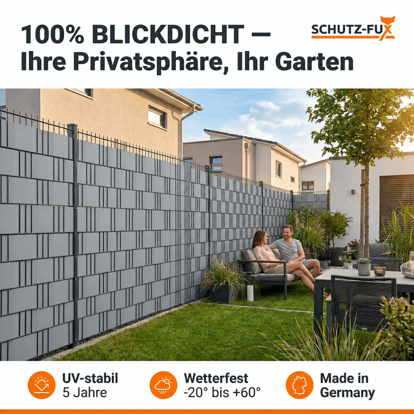 Sichtschutzstreifen Doppelstabmattenzaun Fenstergrau RAL 7040 | PP
