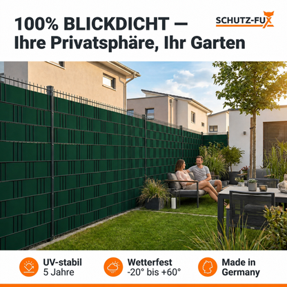Sichtschutzstreifen Doppelstabmattenzaun Moosgrün RAL 6005 | PP