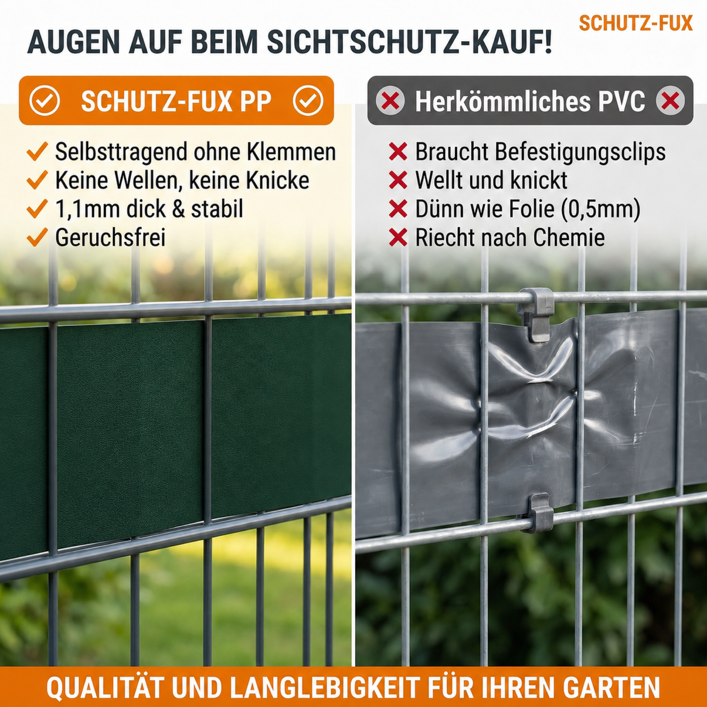 Sichtschutzstreifen Doppelstabmattenzaun Moosgrün RAL 6005 | PP