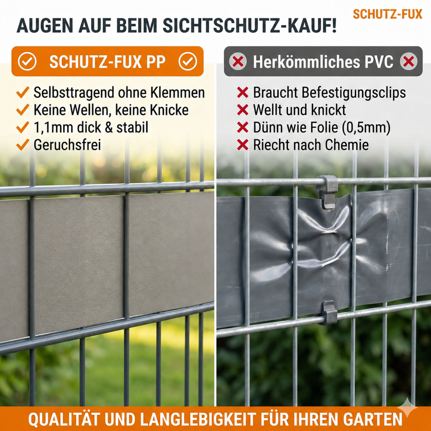 Sichtschutzstreifen Doppelstabmattenzaun Steingrau RAL 7030 | PP